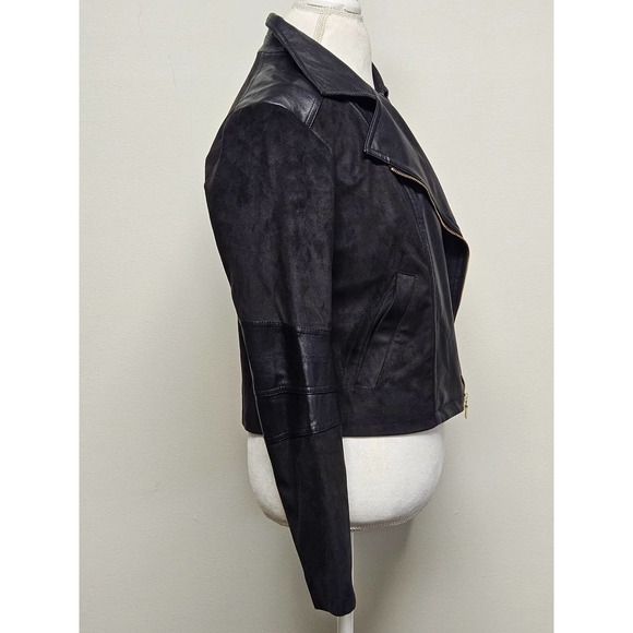 Express Two Toned Deep Brown and Black Medium Full Zip Blazer Jacket Polyester - Picture 5 of 10